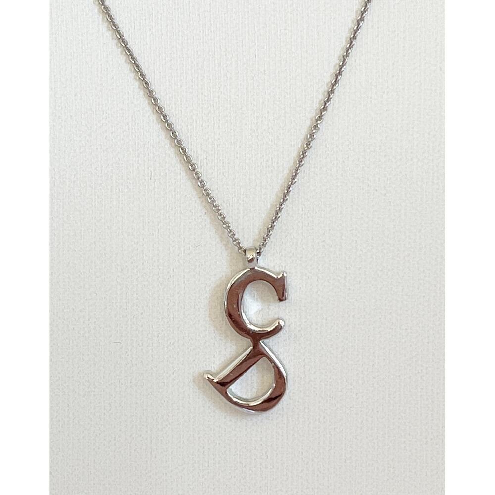 DIOR Vintage CD Monogram Logo Pendant Silver Tone Necklace 17" Adjustable